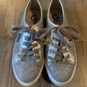 GUESS gold sparkly sneakers